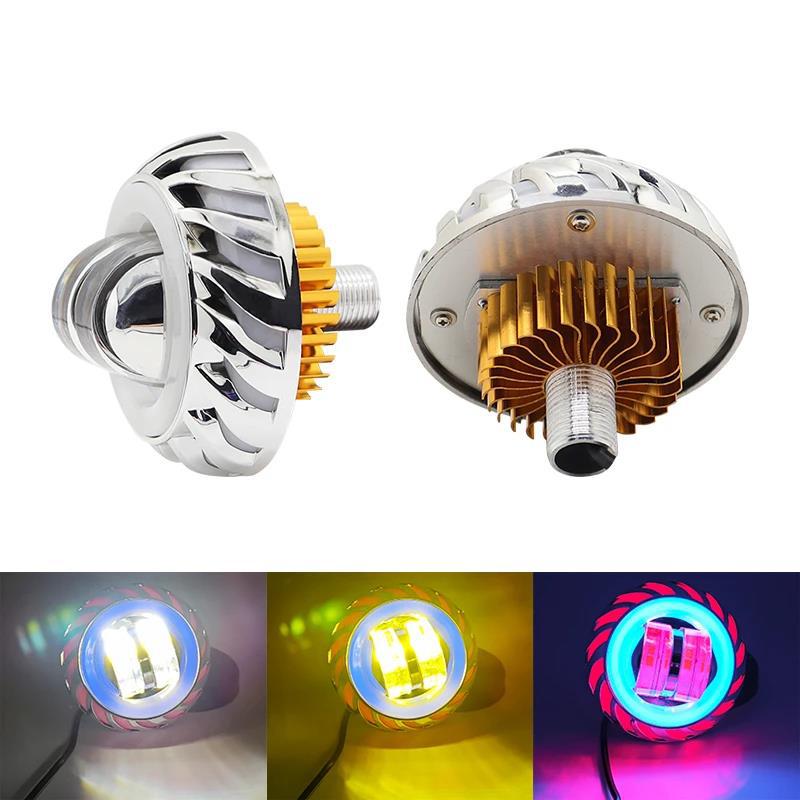 Car and Motorcycle 4800Lm Led Angel Devil Eye Projector Lens High/Low Beam Frequency High-Brightness Projection