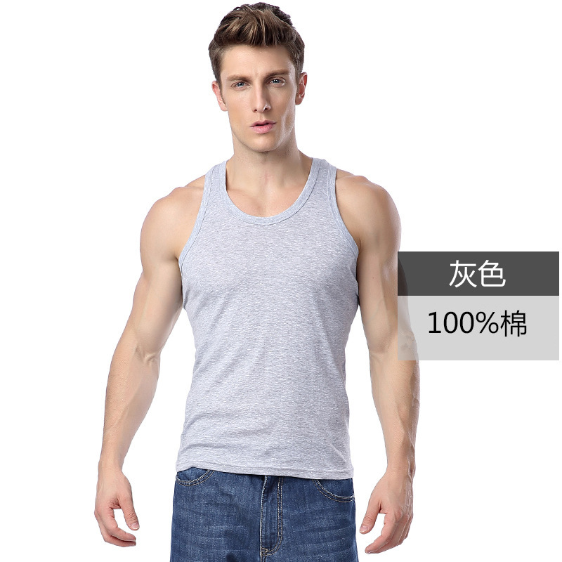 Langsha Vest Summer Men's Pure Color Cotton Bottoming Shirt Slim Tight Sports Casual T-Shirt Wholesale Dropshipping