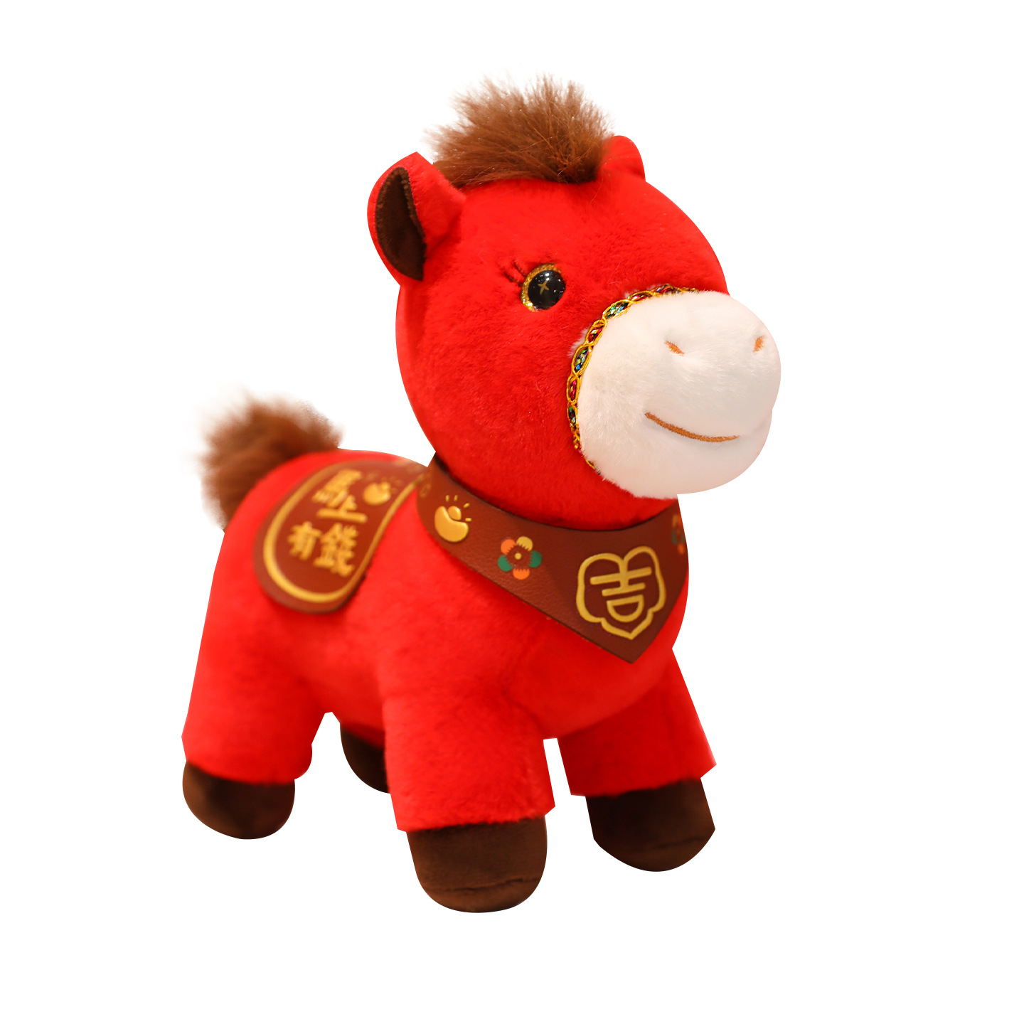 Chinese Style Folk Pony Pendant Plush Toy Doll Year of the Horse Mascot Bag Company Gift Can Add Logo