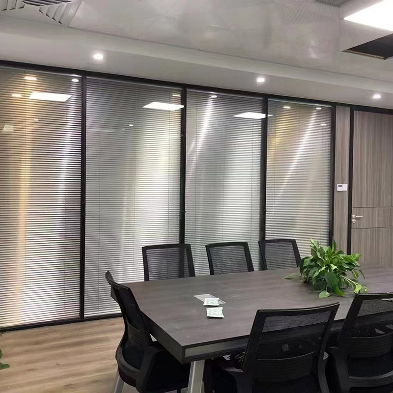 Office Louvered Tempered Glass Partition Wall Frosted All-Steel Fireproof High Partition Aluminum Alloy Profile Wholesale Manufacturer