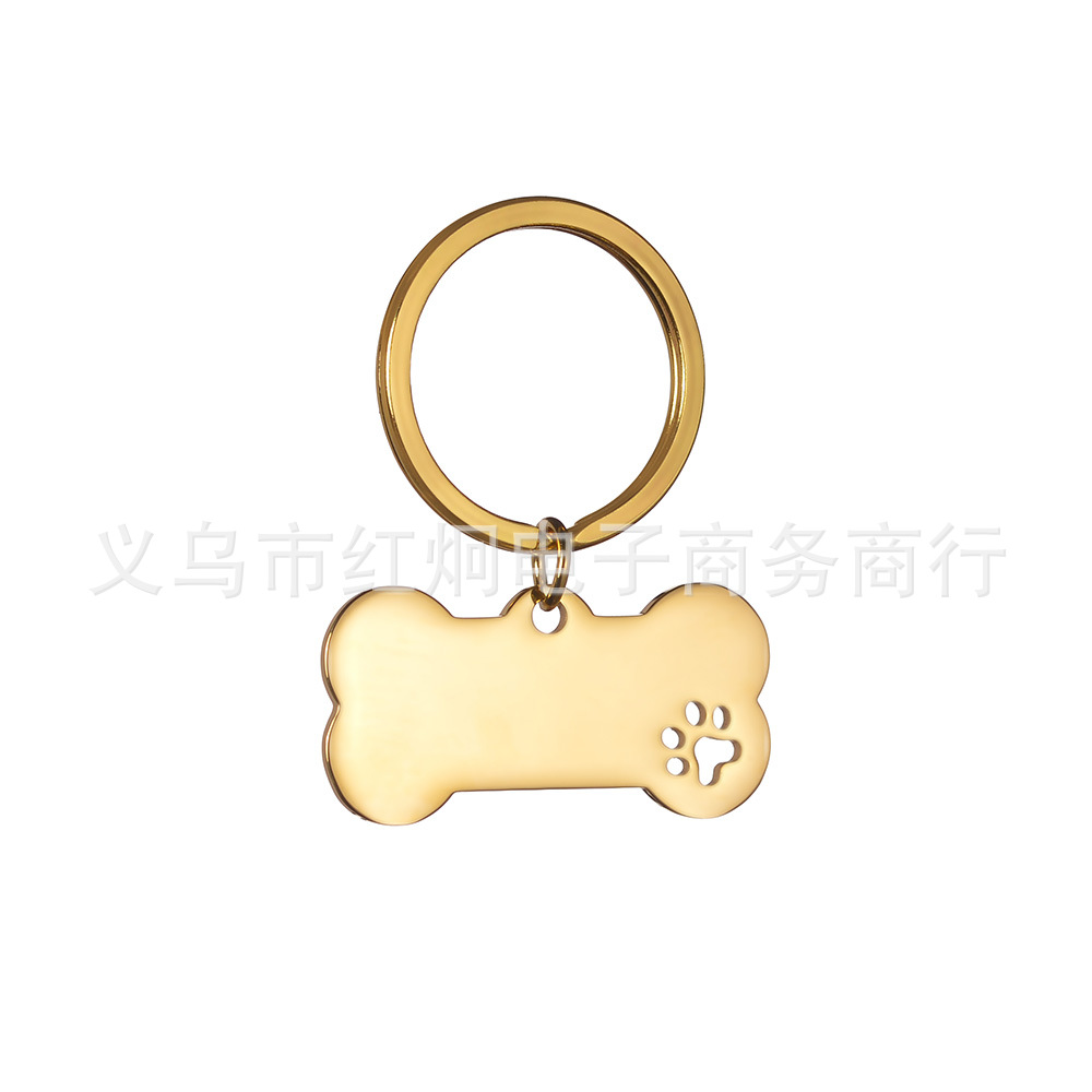 Factory Direct Supply Stainless Steel Cut Out Paw Bone Blank Laser Engraving Titanium Steel DIY Pet Tag Dog Tag Cat Tag