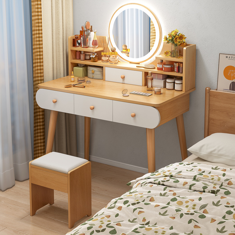 Dressing Table Modern Simple Bedroom Makeup Table Small Makeup Table Integrated Table Rental Room Dressing Table Makeup Mirror
