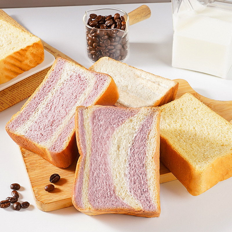 Толстый тостовый хлеб, здоровый завтрак, пакет интернет-знаменитостей, вкус таро, молочный вкус, супер мягкая нарезанная выпечка