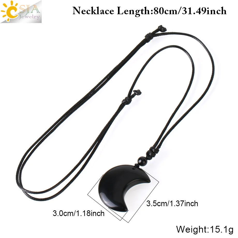 Natural Crystal Gem Crescent Moon Hand-woven Pendant Necklace Amazon Cross-border Hot Supply Wholesale