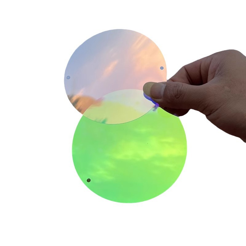 PVC Colorful Film Laser Kindergarten Hanging Ornament Material Round Film Magic Color A4 Transparent Color Plastic Film Round