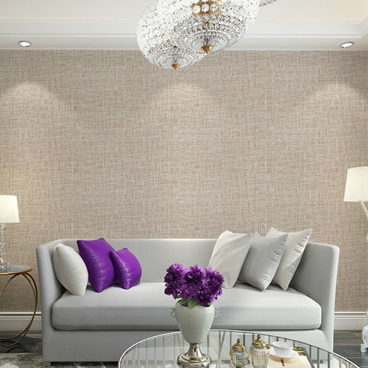 Cross-Border small roll PVC linen self-adhesive solid color cloth pattern wallpaper waterproof wall covering dormitory bedroom living room wall wallpaper