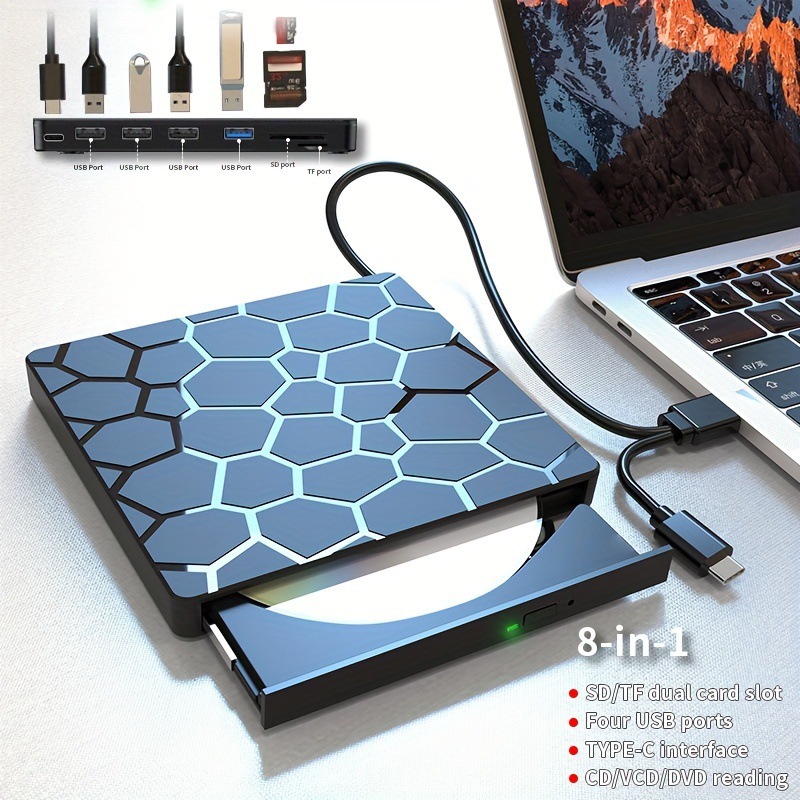 Многофункциональный внешний оптический привод, оптический привод с каменной текстурой, ультратонкий DVD-привод-горелка, многофункциональная гравировка