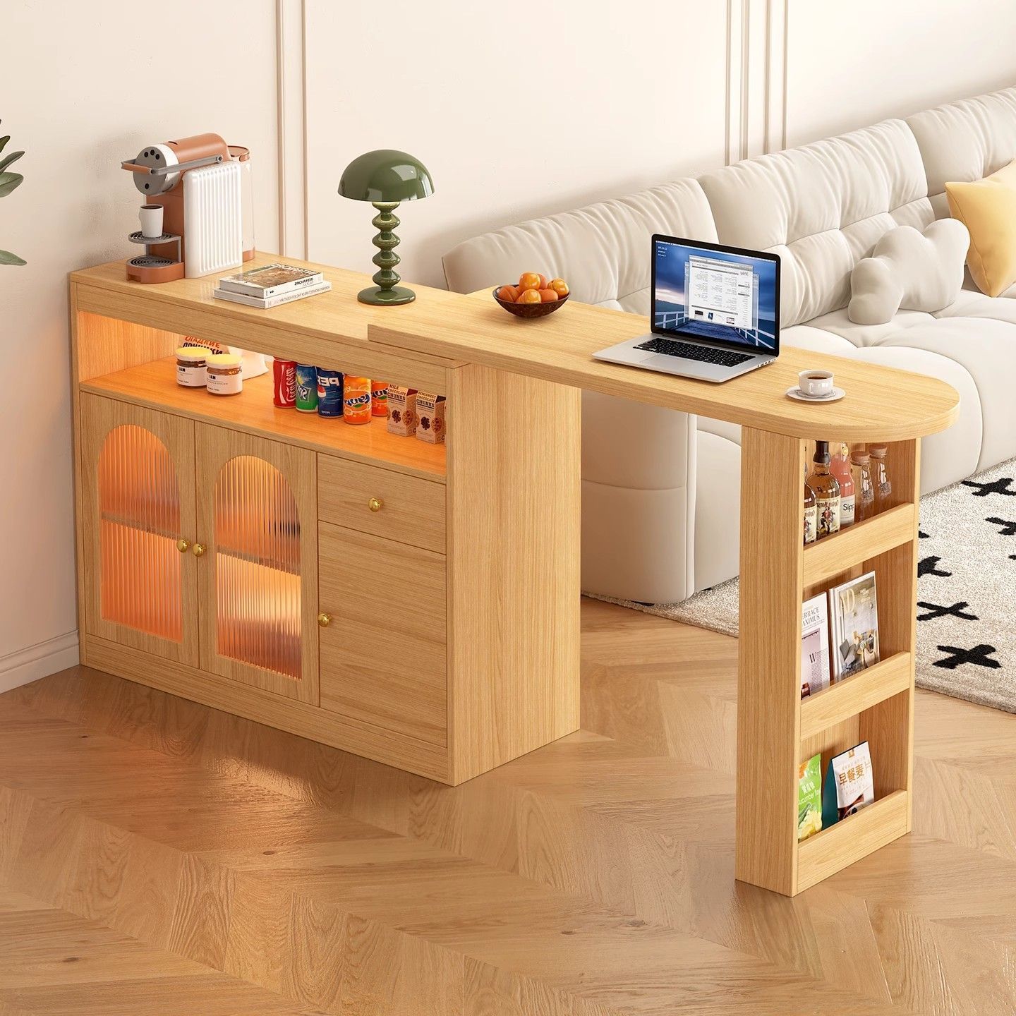 Retractable Bar Table Island Sideboard Integrated Home Living Room Partition Small Apartment Balcony Wall Sofa Side Cabinet