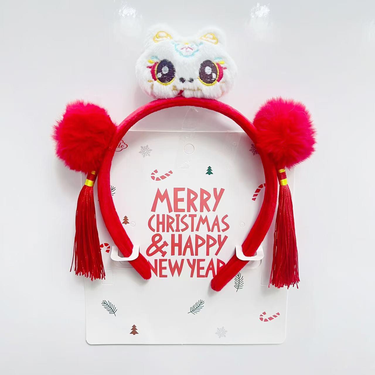 New Year's Red Headdress, Ancient Style Girls' Hairpin Headband, Chinese Style Cute Hairband, Kidsren's Photo-Taking New Year's Hairpin