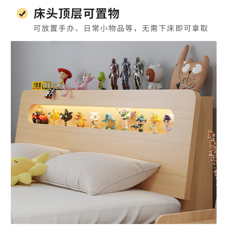 Solid Wood Bed Modern Minimalist Home Master Bedroom 1.68m m Double Bed Economical Rental Room Single Bed Frame 1.2