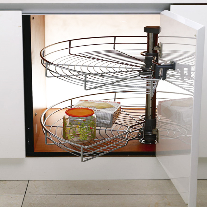 Factory wholesale 180-degree cabinet corner turntable basket corner basket kitchen storage double corner storage basket