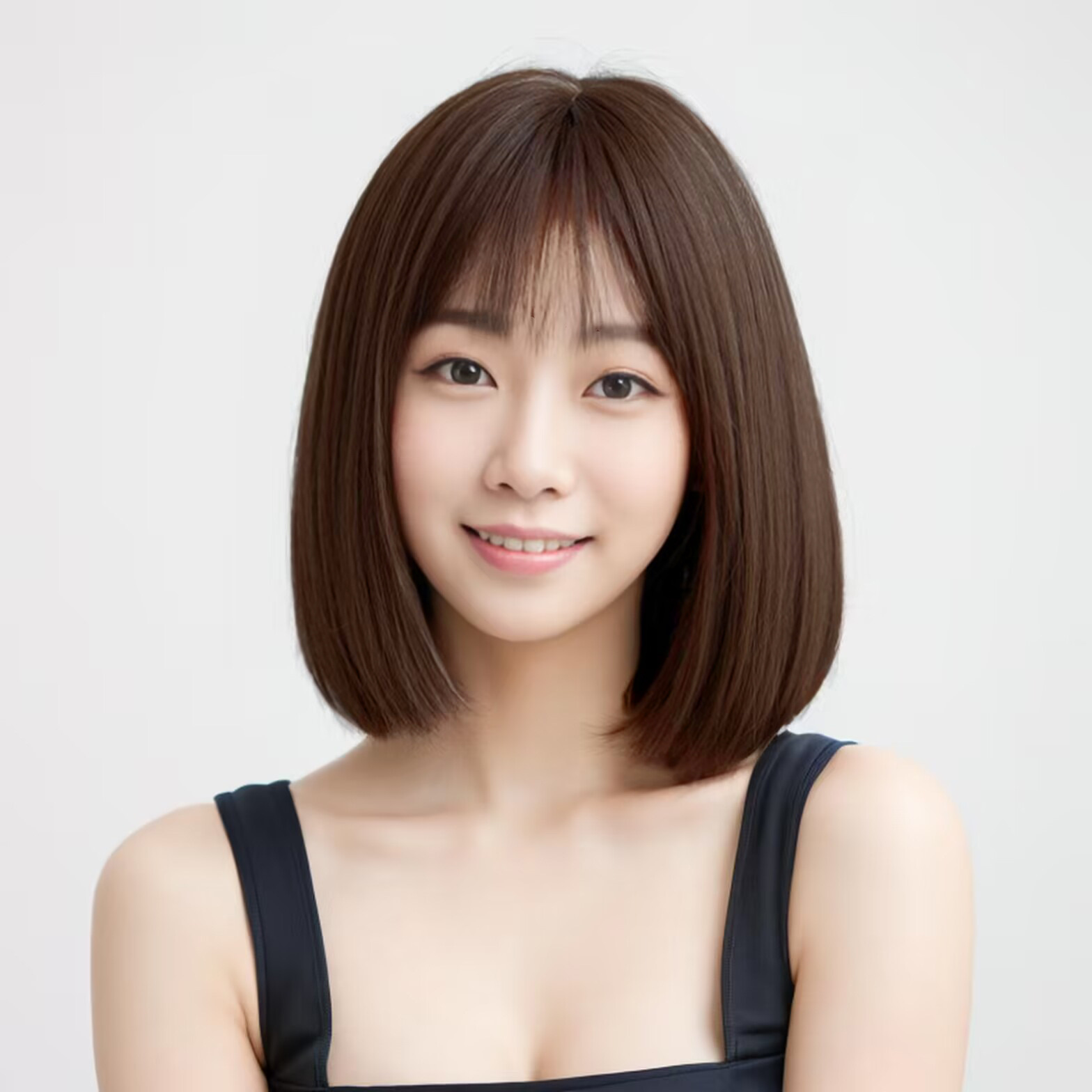 2023 New Japanese and Korean Style Wig Women's Internet Celebrity bobo Head Short Straight Hair Temperament Inner Buckle Korean Style Girly Headgear Hair Cover