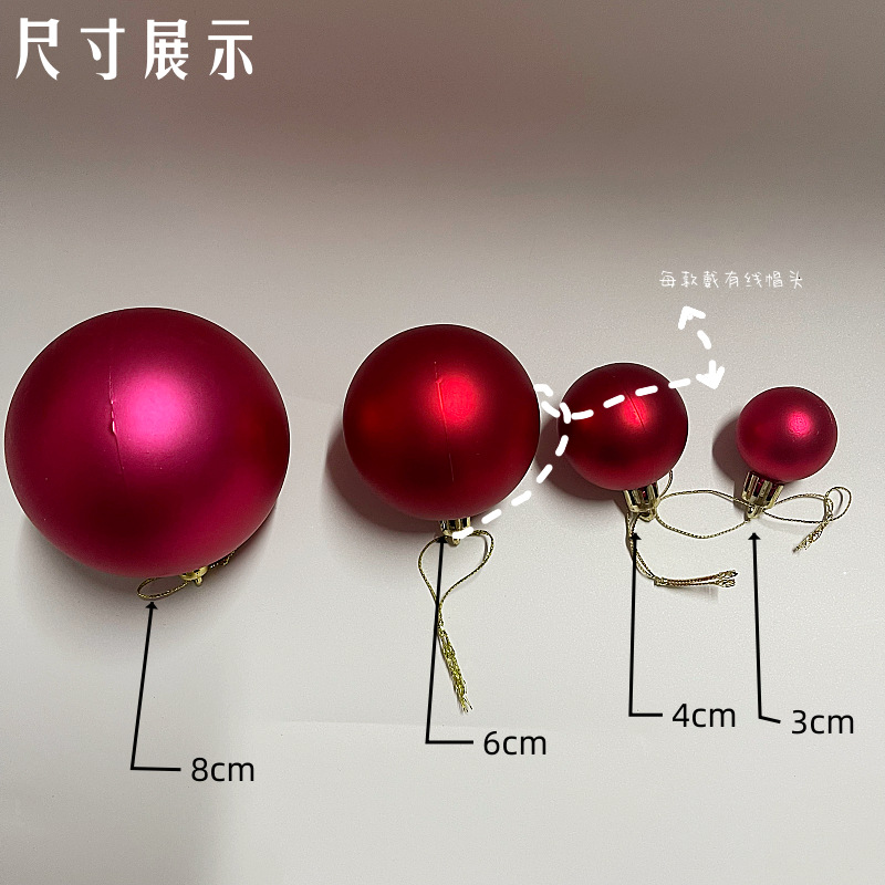Bulk 3/4/6/8cm Electroplated Christmas Plastic Matte Decorative Ball Festive Party New Year Christmas Tree Decorative Ball