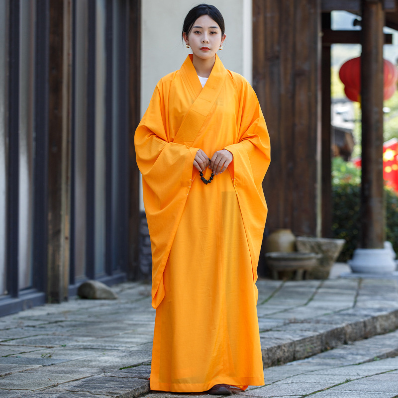 High-End Hemp Non-Transparent Buddhist Yellow Meditation Robe for Men and Women, Suitable for Spring and Autumn