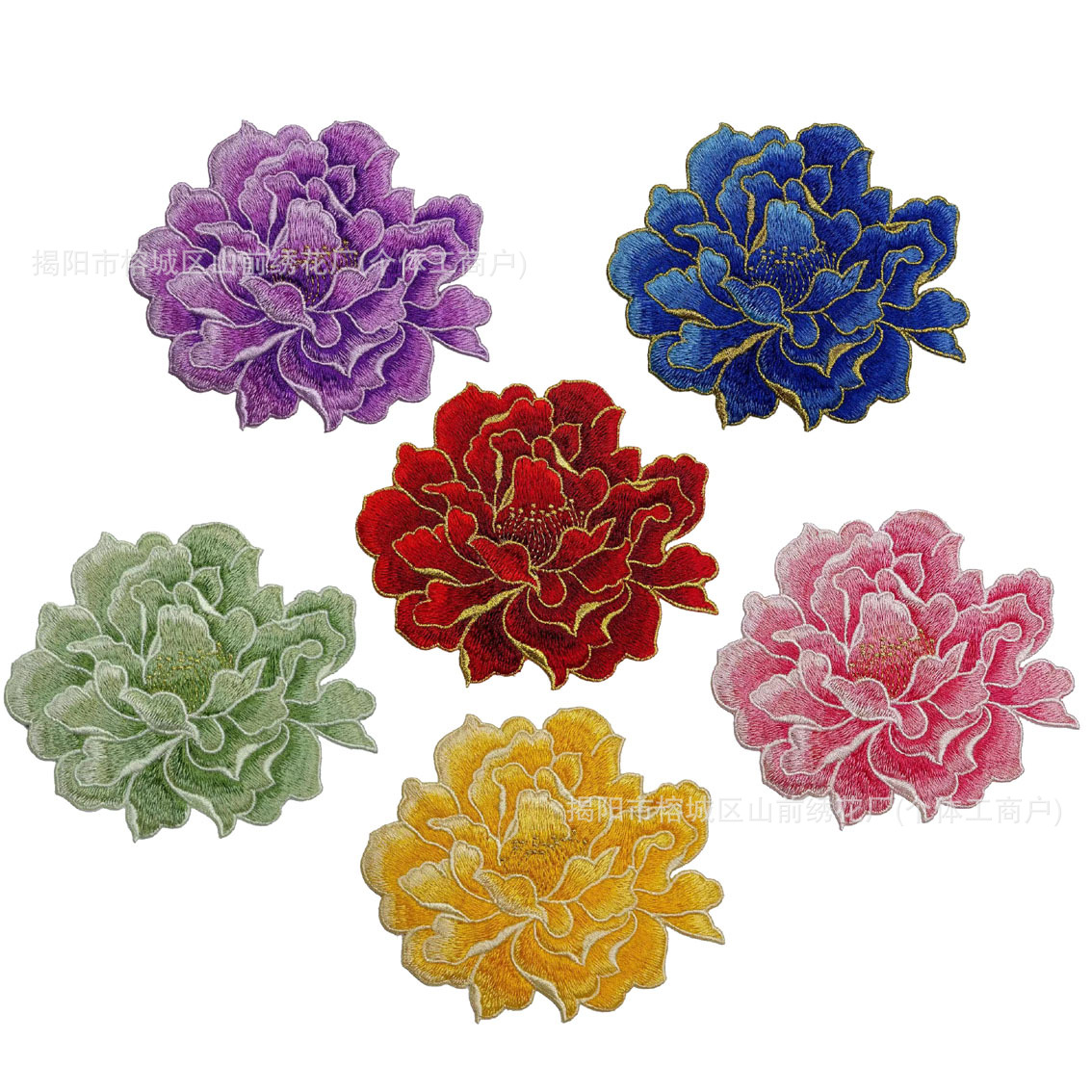 Большая вышивка пионов для ремонта одежды, подходит для Cheongsam, водорастворимая и без клея