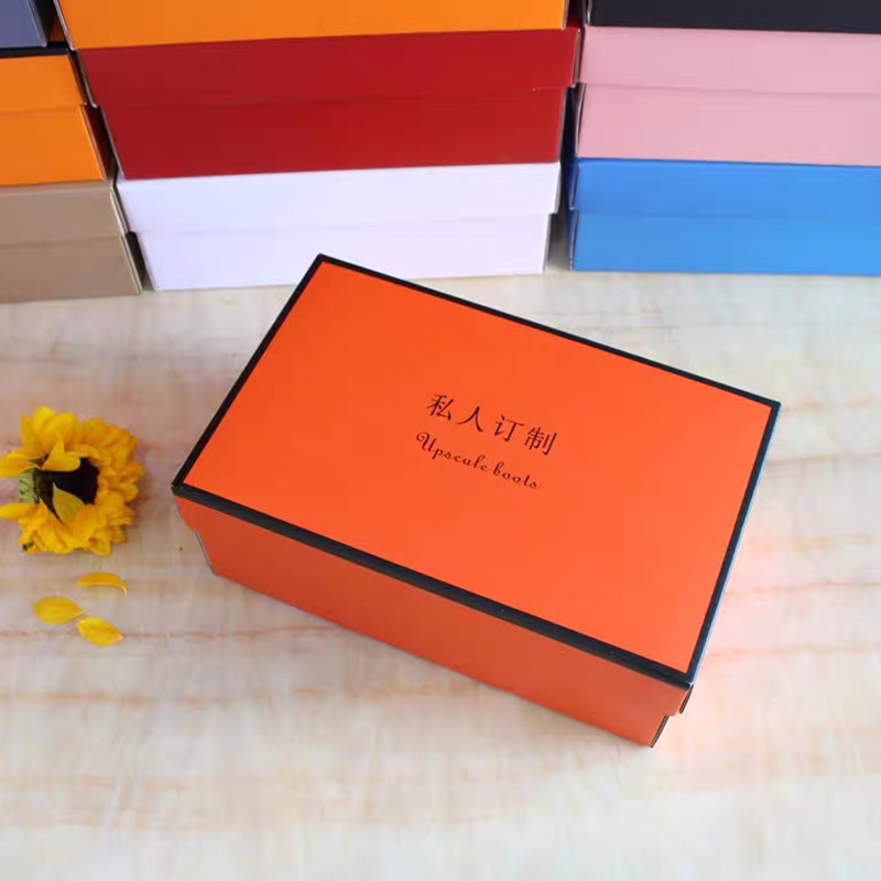 Фабричная цветная упаковка для обувной коробки, утолщенная крафт-бумага, коробка для кроссовок, пустая коробка, кастомизация логотипа