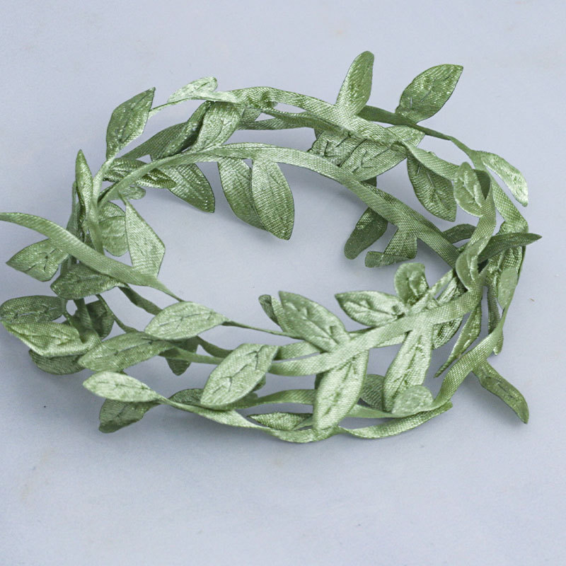 Green Leaf Rattan Silk Cloth Willow Leaf Wreath Decoration Green Plant DIY Velvet Ribbon Material Woven Ribbon Artificial Green Plant Hair Accessory