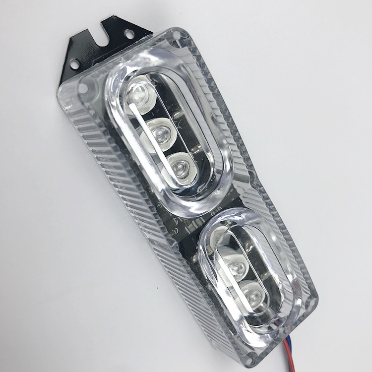 Car and Motorcycle UniVersal Modified 12V Flashing Warning LED Lights Six Lights Lens Decoration Left and Right Double Flashing Lights