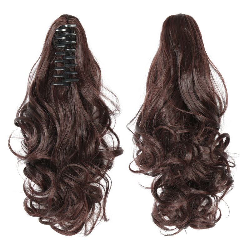 Wholesale European and American cross-border ladies wave ponytail curly hair tiger clip short hair chemical fiber high temperature silk curly grip ponytail