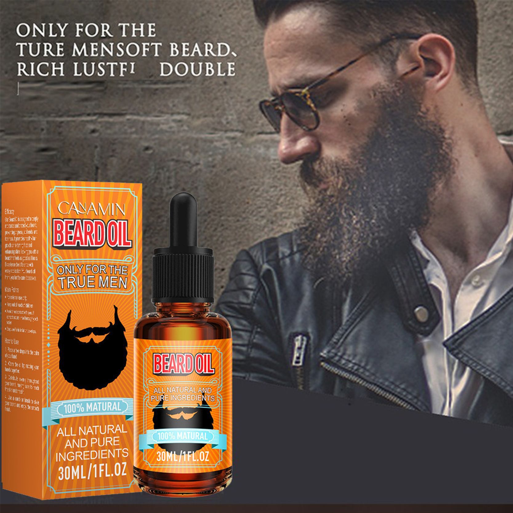 Cross-Border Amazon Beard Oil Beard Thickening Oil Beard Care Essence Nourishing Care Essence