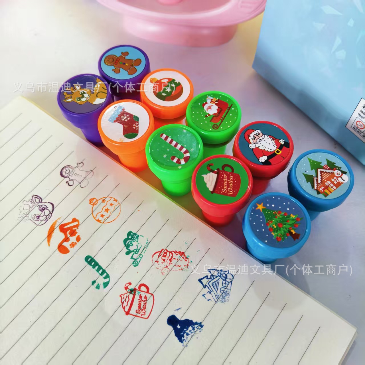 Кросс-бордерные рождественские 10 коробок детских печатей забавных животных инженерных машин креативный набор печатей