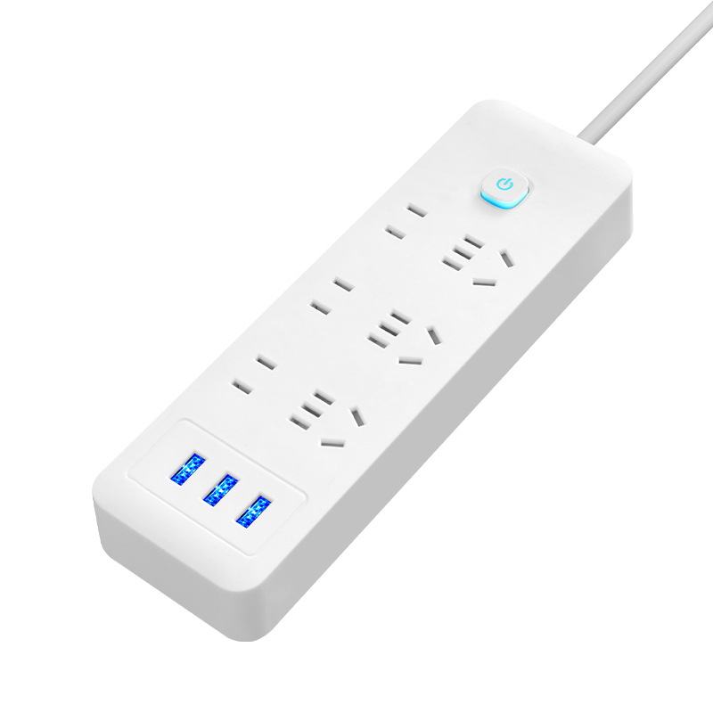Smart Power Strip with Multiple Sockets, USB Office Extension Cord, Student Dormitory Wiring