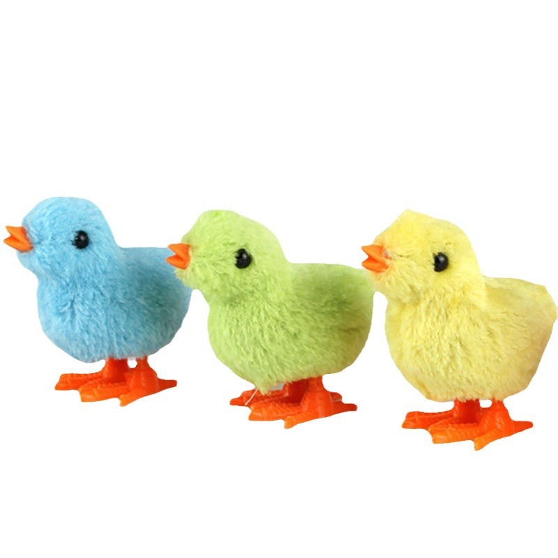 Jumping Chick Toy Artificial Cute Plush Chick Winding Can Run Men and Women Douyin Same Style Clockwork Animal Toy