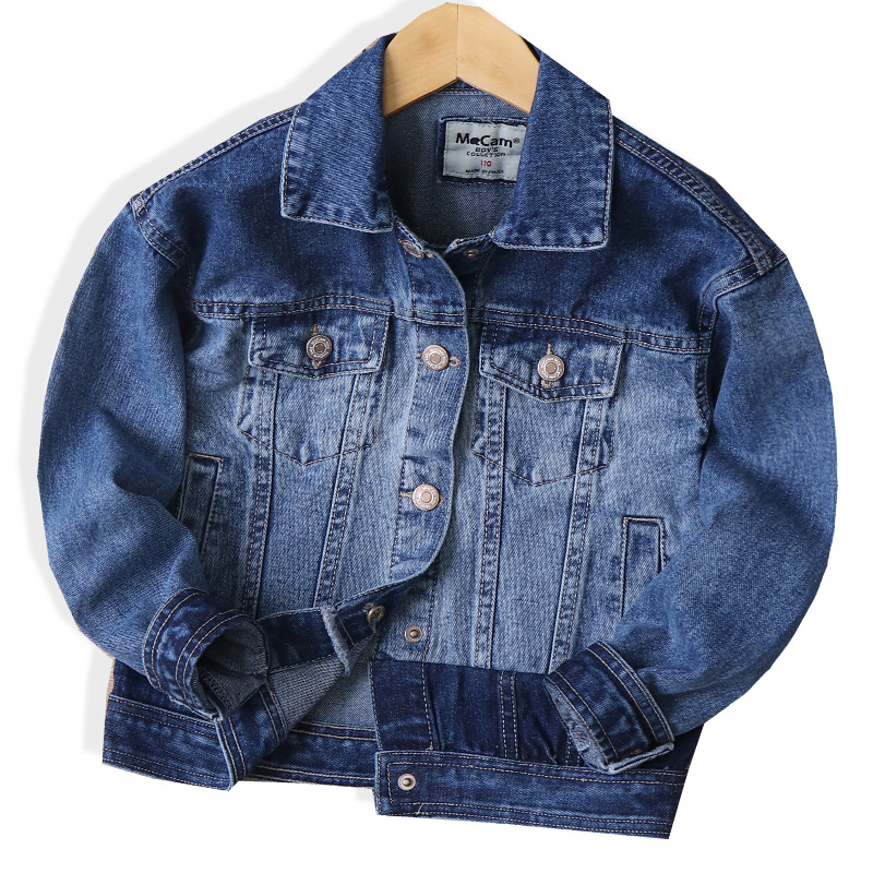 CM-101 fashion stitching medium and large boys Denim coat 2021 spring new children's clothing children's jacket