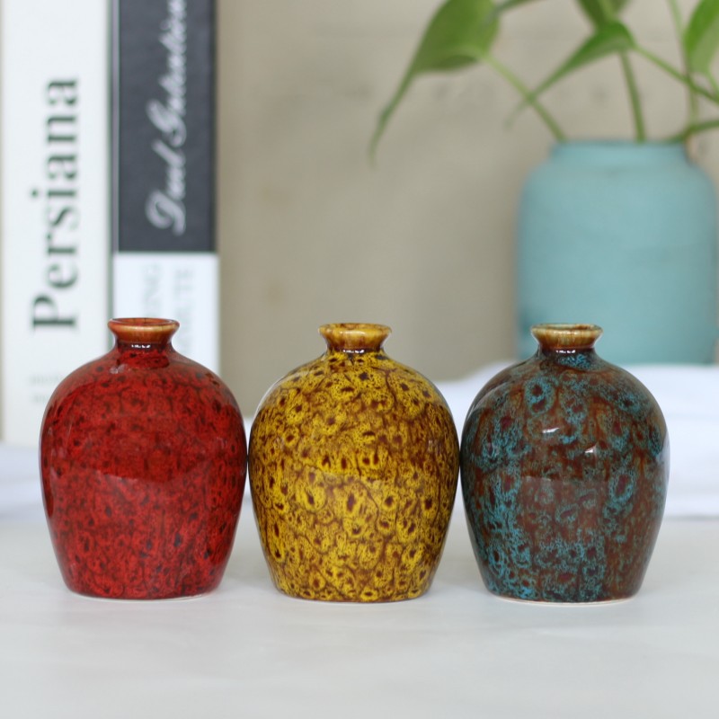 Amazon vintage ceramic vase pastoral four-piece flower decoration home decoration vase pastoral style flower holder
