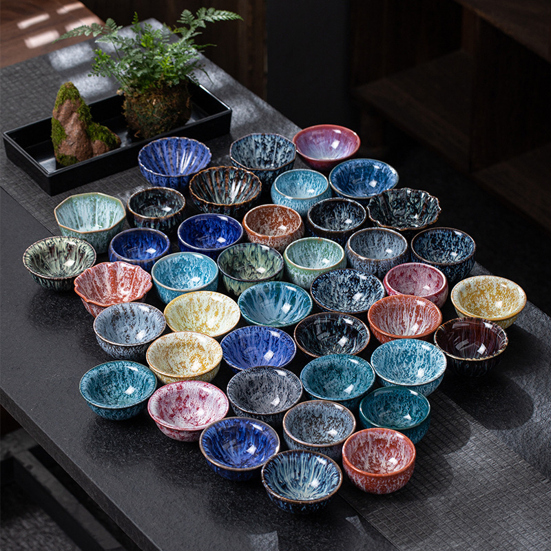 Kiln change ceramic single cup built lamp Tianmu glaze tea cup tea cup creative personal master cup large tea tasting cup fighting cup