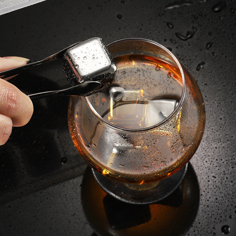 Bar whiskey cocktail metal quick-frozen ice particles with clip boxed 304/316 stainless steel iced Ice Cube