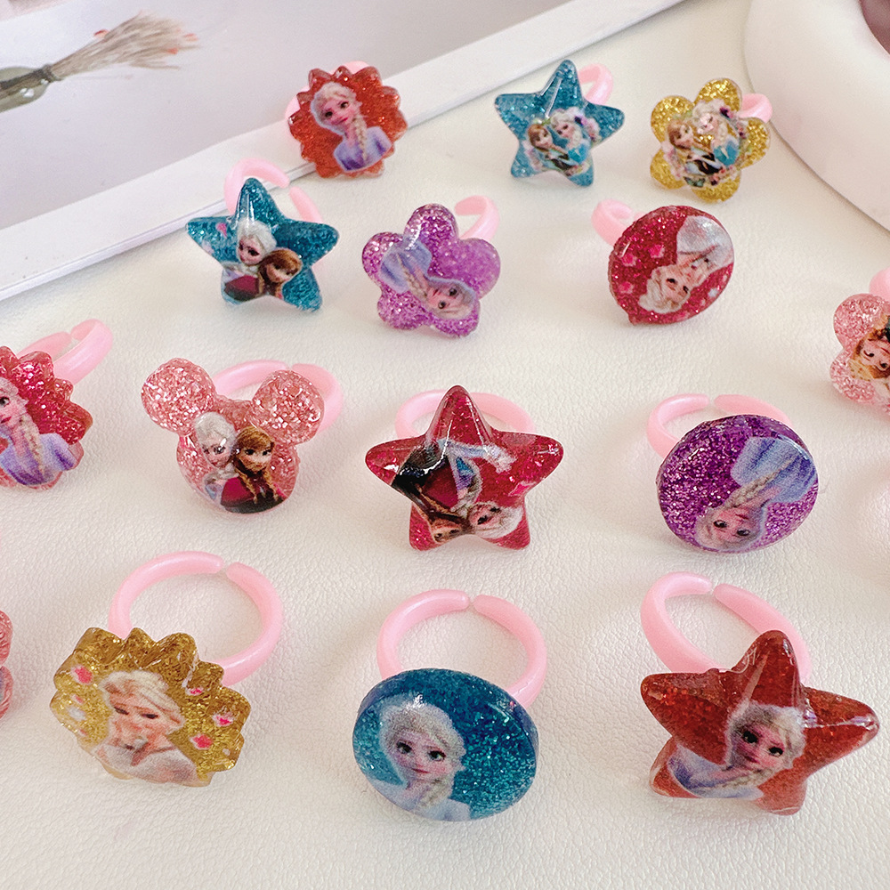 Cartoon children's resin ring cute princess girl baby ring kindergarten prize gift jewelry mixed batch