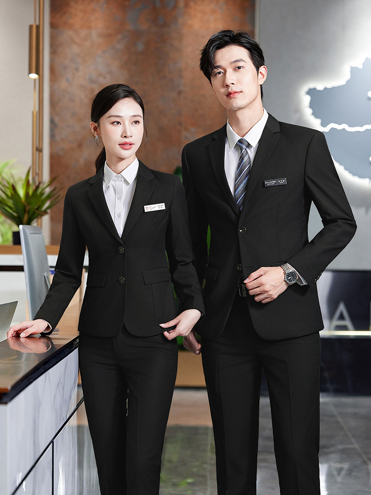Two-Button Business Suit Suit for Men and Women, Same Style for College Students, Black Suit, Insurance Professional Formal Jacket, Workwear