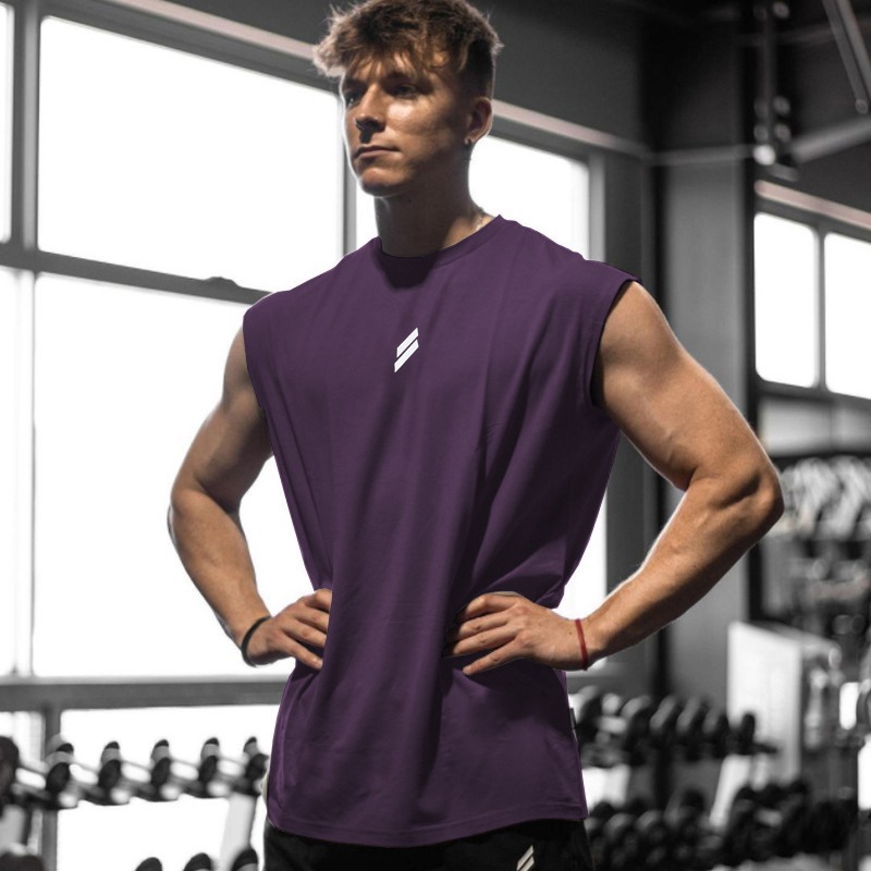 GYM Summer Fitness Sports Vest Men's Breathable Moisture Absorption Loose Training Sleeveless Quick-drying Waistcoat Short-sleeved Fitness Clothes