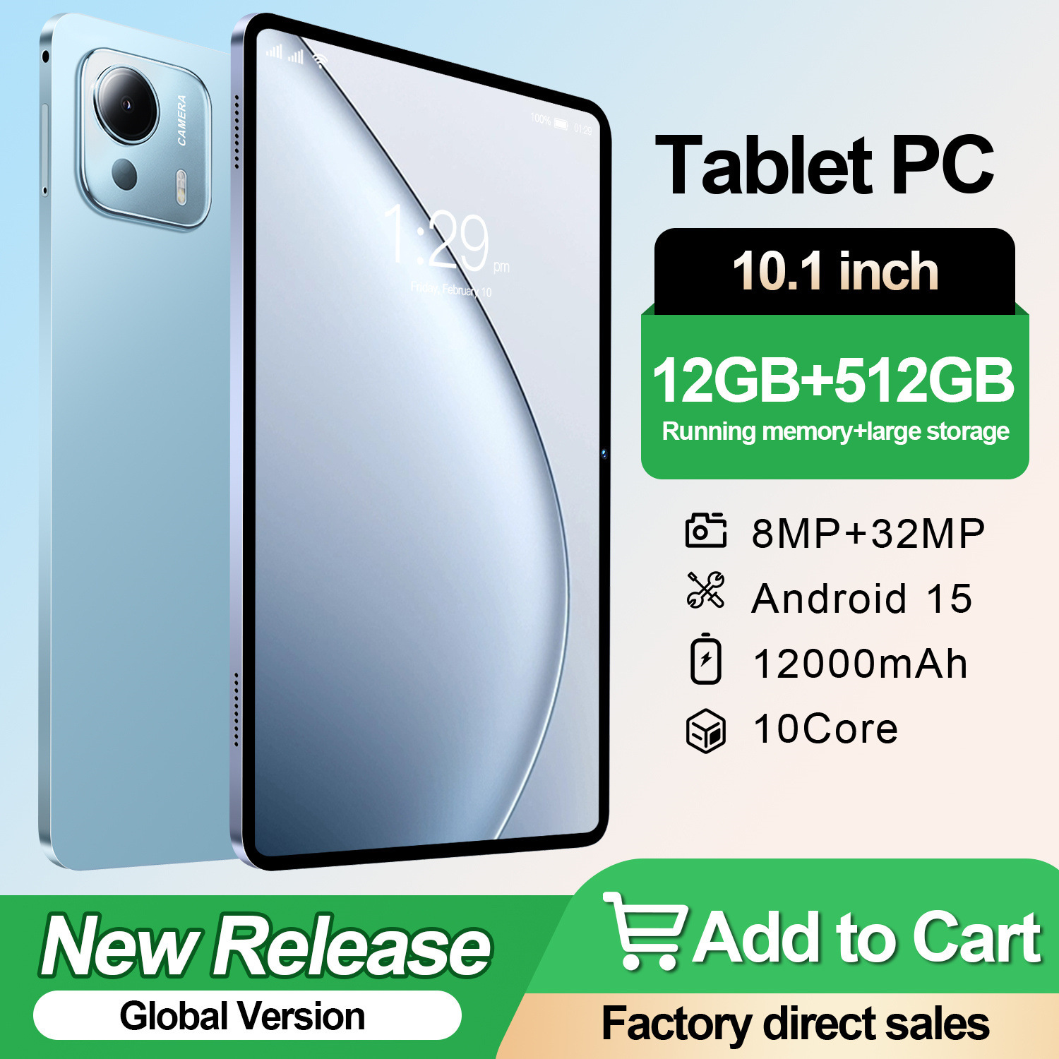 Cross-Border New 10.1inch Tablet 5g Mobile Phone Manufacturer Wholesale Android Bluetooth Dual Sim Call Smart Wifi