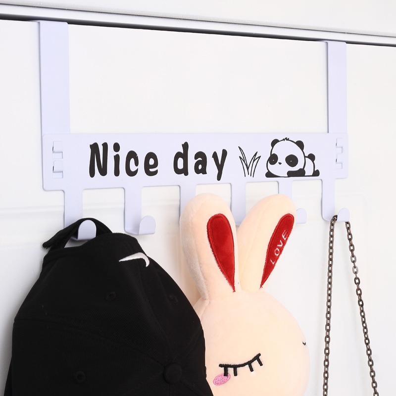 Over-The-Door Hook No-Drill Clothes Rack Door-Back Coat Rack Wall-Mounted Bedroom Door Storage Organizer Shelf