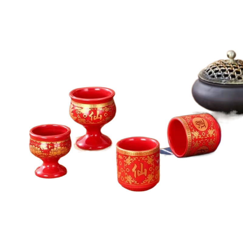 Ceramic Household Fairy Wine Glass Water Supply Cup Fairy Character Lucid Lotus Buddha Hall Decoration Supplies