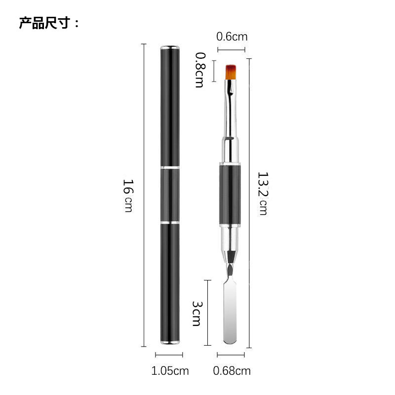 Nail Art Double-head Dual-purpose Glue Pen Quick Extension Glue Pen Steel Push Phototherapy Pen Crystal Pen Glue Embossing Rod