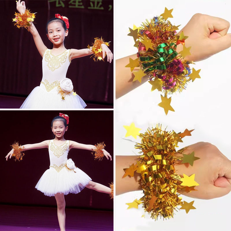 Цветок на запястье для детей в детском саду Спортивное мероприятие представление Блестящий резиновый браслет Игровые аксессуары