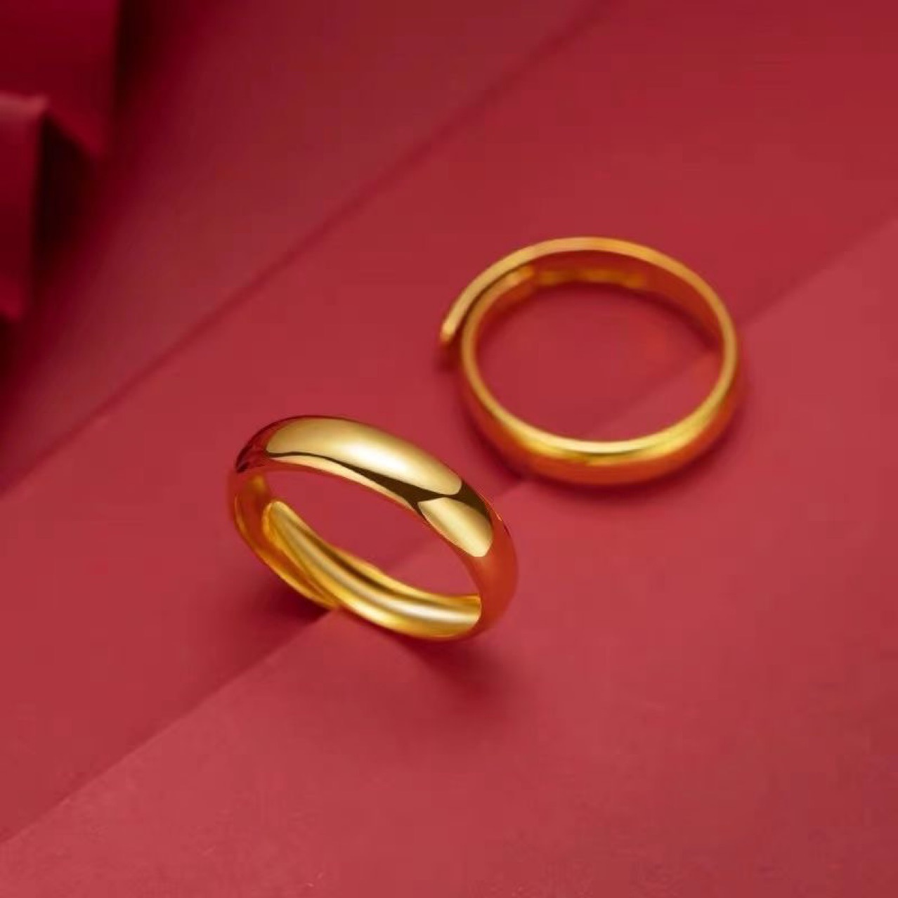 Plain Glossy Ring for Men and Women, Glossy High Imitation Electroplating Gold Color Live Mouth Adjustable Vietnamese Sand Gold