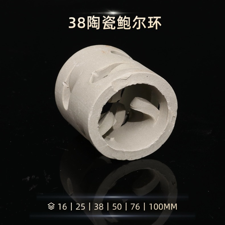 38 Ceramic Ball Ring Φ38Mm Excellent Adsorption Fine Chemical Organic Exhaust Gas Absorption Tower Filler