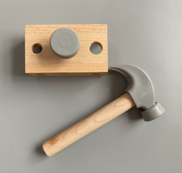 Children's Small Hammer Claw Hammer Wood Hammer Toy Simulation Small Wood Hammer Beating Toy Kindergarten Woodworking Workshop Tools