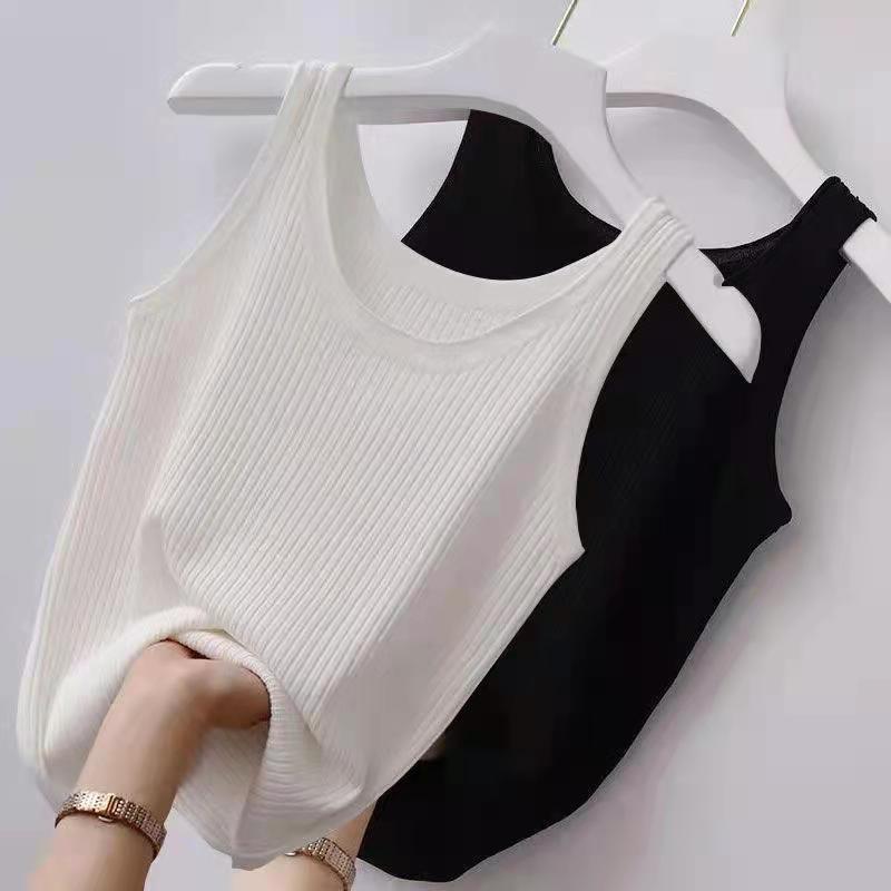 40.00 kg-100.00 kg Sling Threaded Vest Women's Large Size Slim-fit Outer Wear Inner Base Shirt Sleeveless Thin Factory Outlet