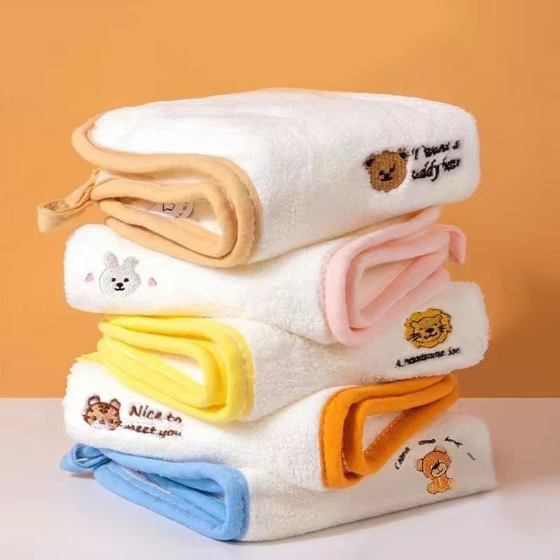 Cross-Border Coral Velvet Cartoon Children's Towel Baby Household Face Wipe Baby Bath Saliva Towel Face Wash Small Square Towel