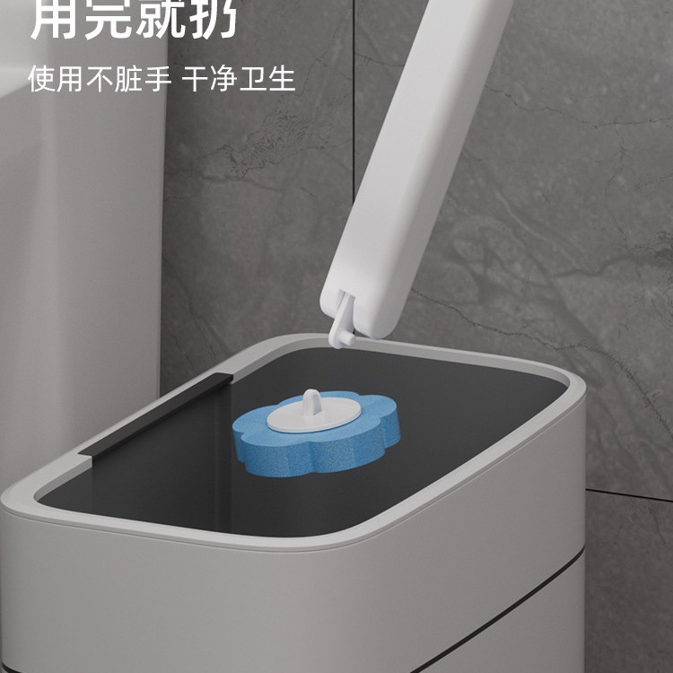 Disposable Toilet Brush Set Household Throwable Replacement Brush Head with Cleaning Liquid Toilet Long Rod Brush