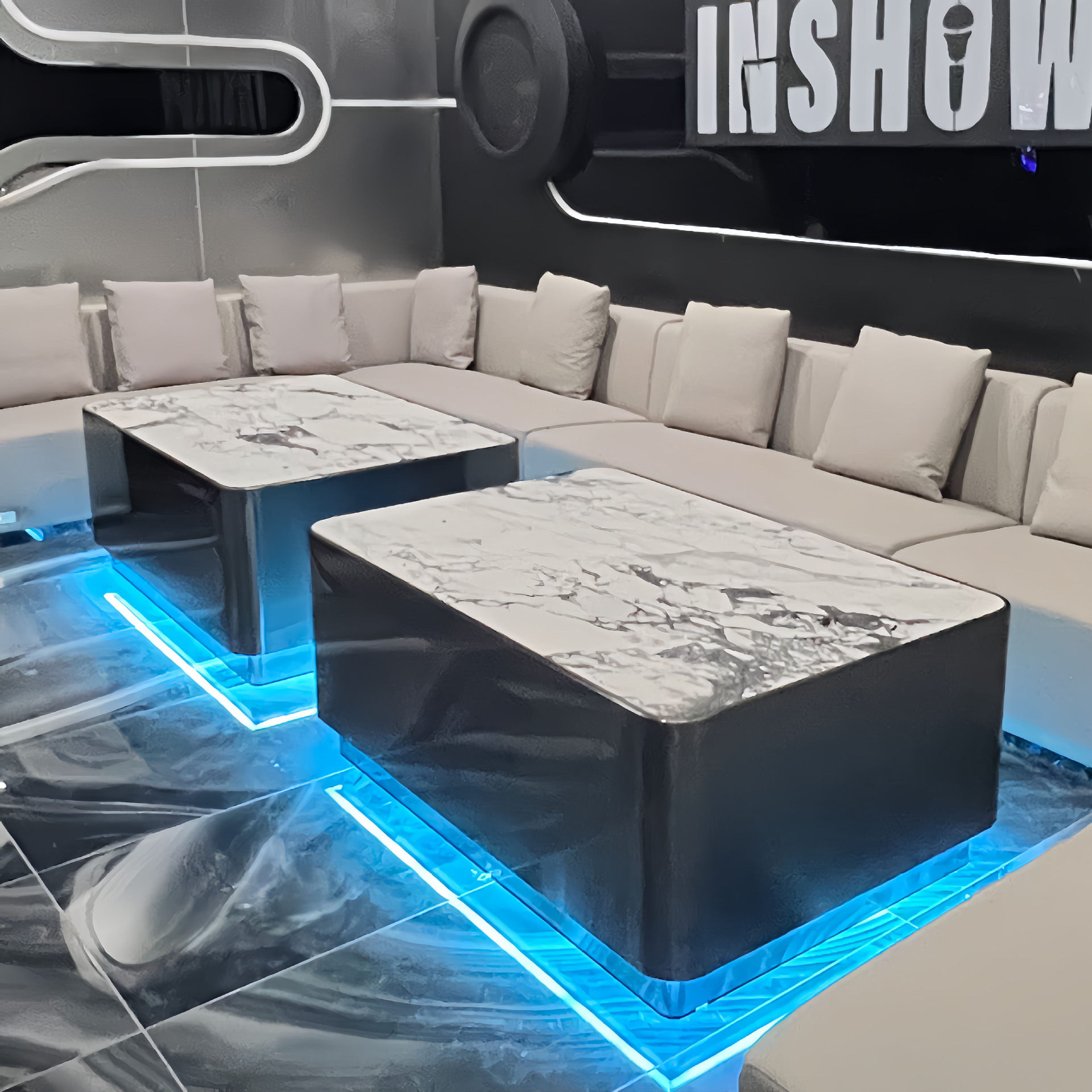 Customized Ktv Luminous Coffee Table Stainless Steel Slate Coffee Table Combination Bar Club Bar Loose Table Box Deck