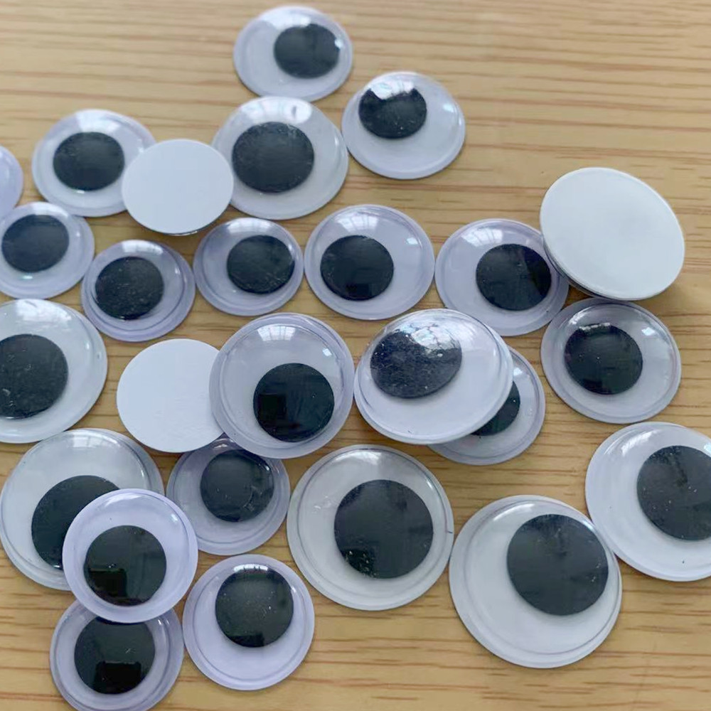 Small Wholesale of Various Sizes of Black and White Adhesive-Backed Movable Eye Pieces, Fisheye Loose Beads