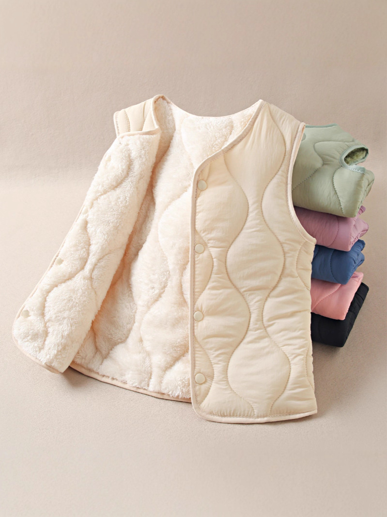 Mainly Recommended Thickeneded Cashmere Warm Vests for Boys and Girls, 2025 Autumn and Winter New Vests for Boys and Girls That Can Be Worn Outside