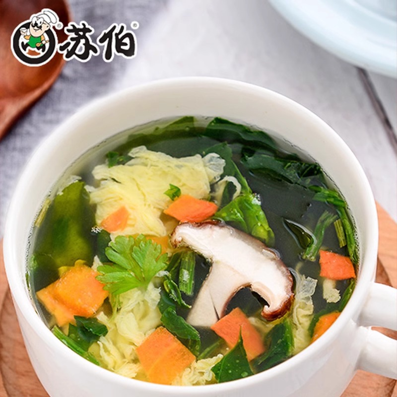 Su Bo Instant Soup Bag Brewing Instant No-Boiling 6g Laver Fresh Vegetable Egg Flower Soup 9 Flavors Convenient Nutrition