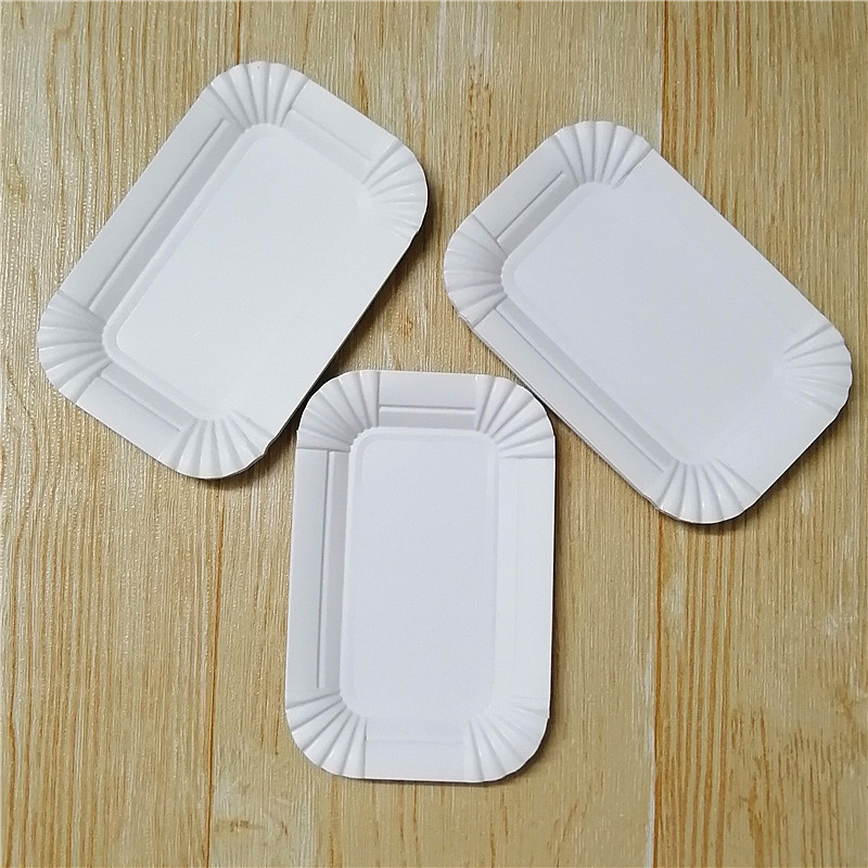Disposable paper plate thick cake tray paper plate lace rectangular tray barbecue fruit western point plate thickened plate